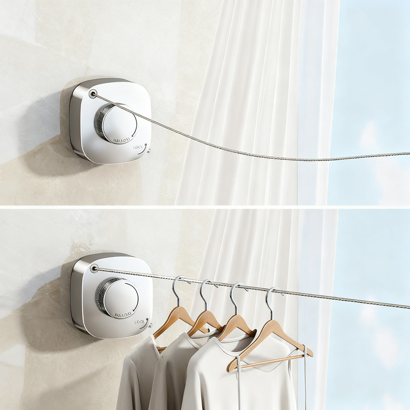 Retractable stainless steel clothesline, 4 m