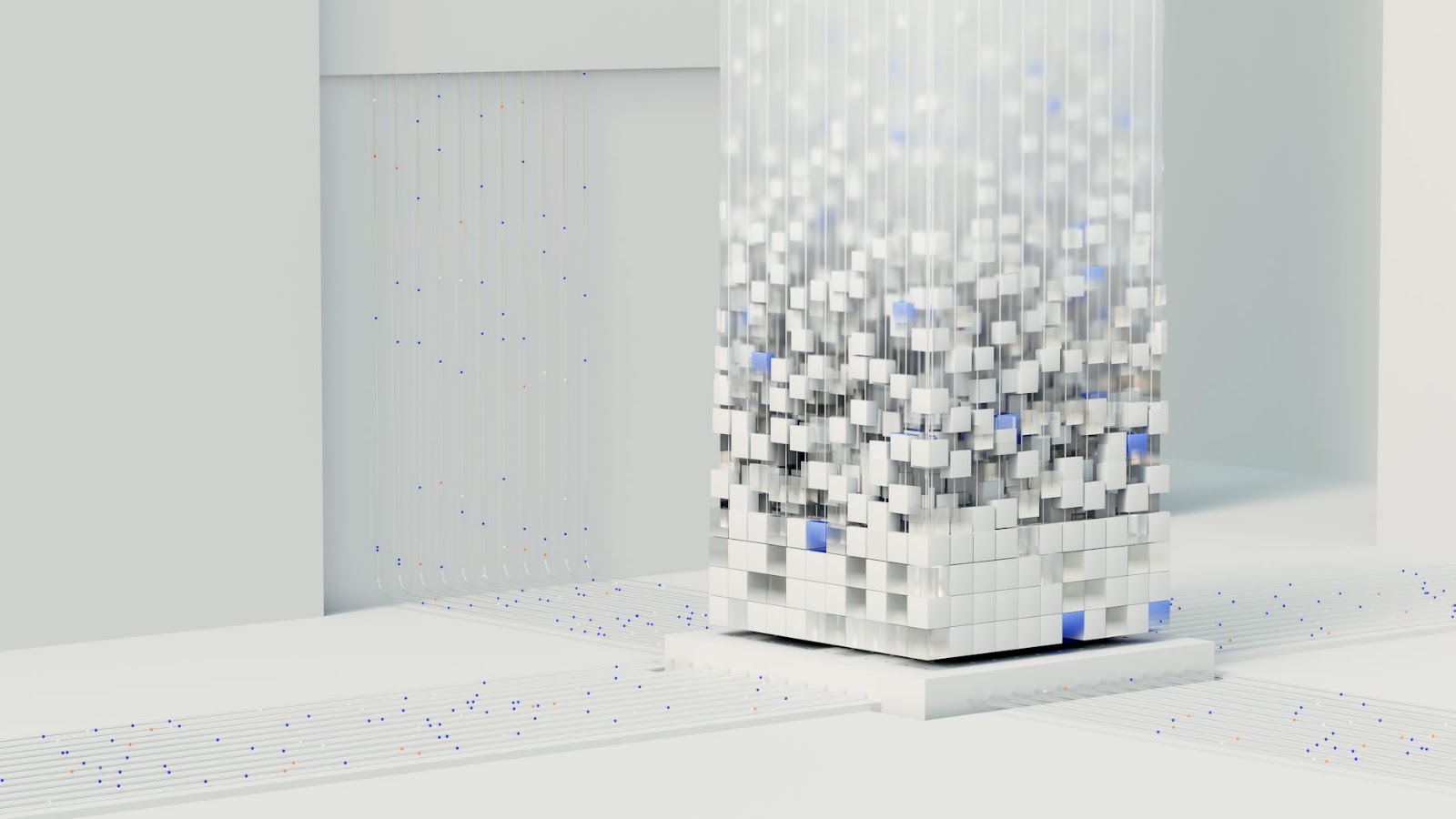 Futuristic cityscape with data streams symbolizing the future of AI investment and market analysis.