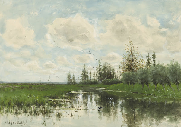 Poel met bomen en weiland 1866   1917
