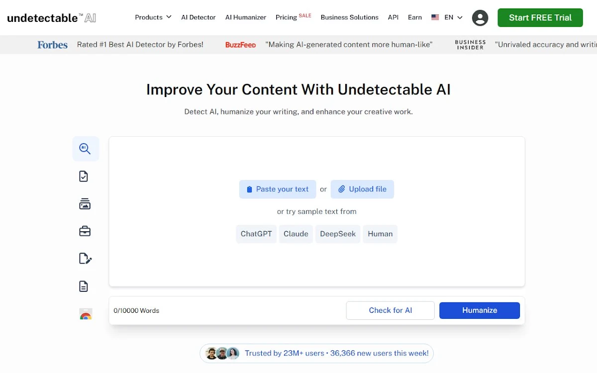 Captura de Undetectable AI