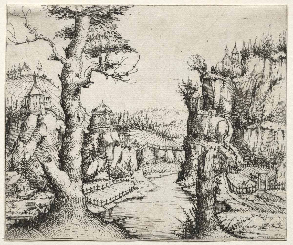 River Landscape with Rocks at Left and Right 1546