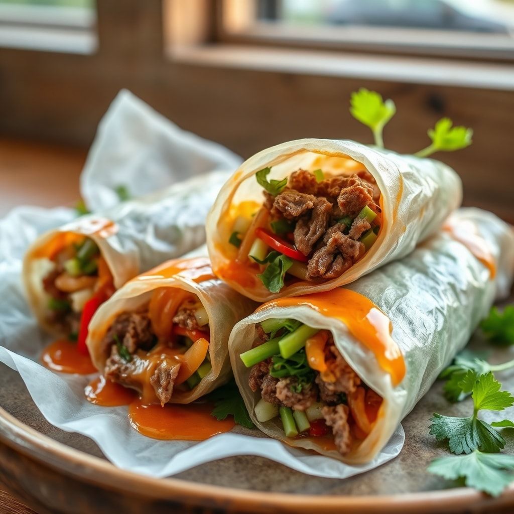 Easy Thai Basil Beef Rolls with Fresh Veggies and Rice Paper – 30-Minute Family Dinner finished