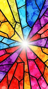 Vibrant Stained Glass Art Rainbow Light Burst Abstract
