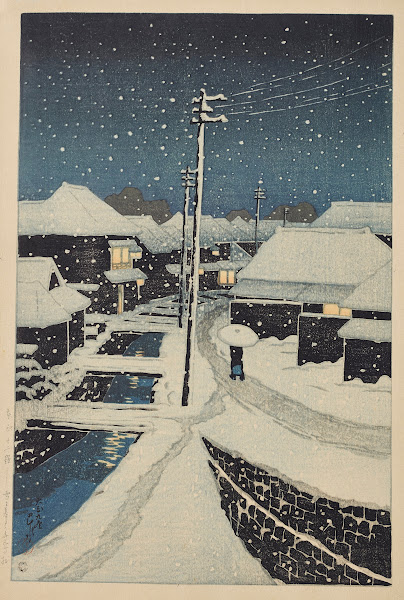 Yuki ni fururu Terajima mura Evening snow at Terajima Village 1920