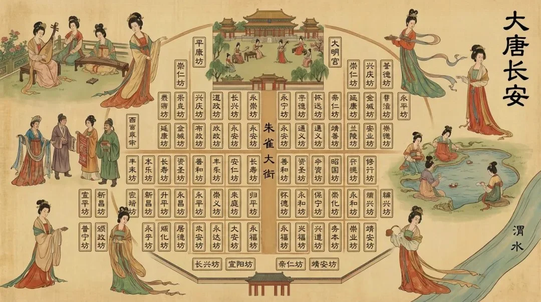 Obra maestra artística: un mapa ilustrado de Chang'an de la dinastía Tang.