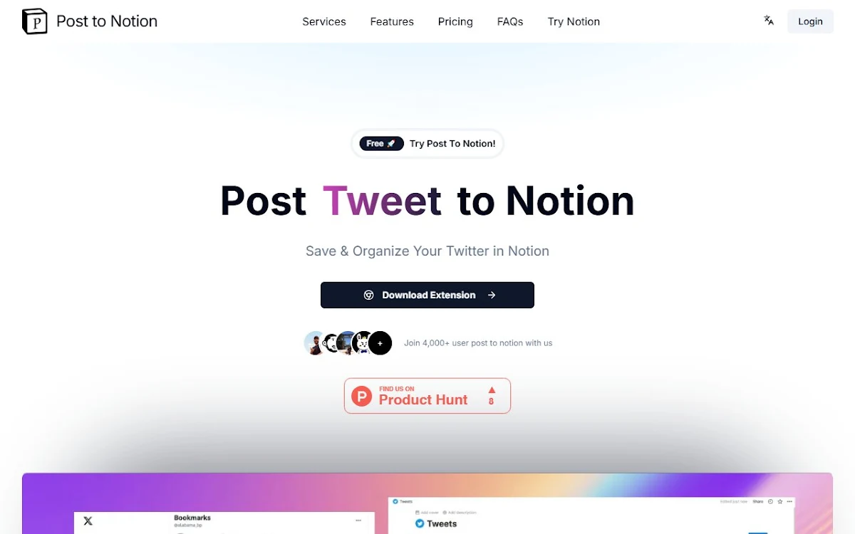 Captura de Post to notion