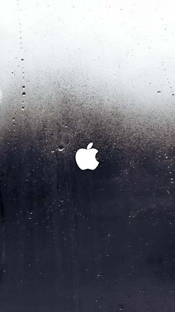Apple Logo Rain Splatter Wet Glass Grayscale Gradient - Free mobile Wallpaper