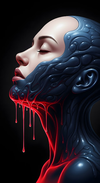 Dark Symbiote Liquid Dripping with Red Neon Glow - Free mobile Wallpaper