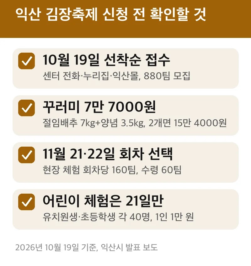익산 김장축제 신청 전 확인할 것