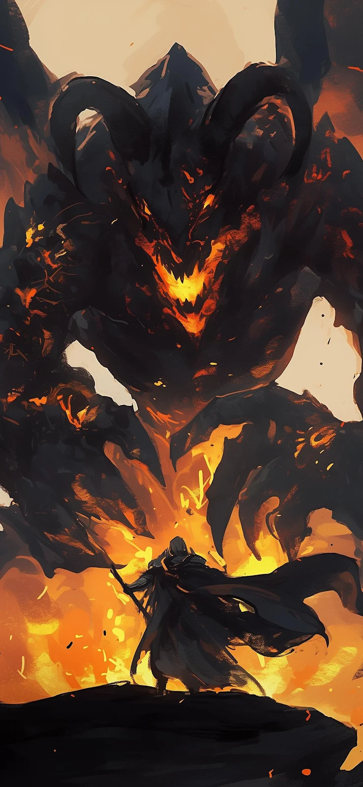 Gandalf Facing The Balrog - Fantasy Digital Art Full HD iPhone Wallpaper (1344x2911)