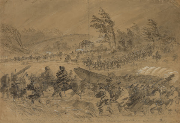Winter Campaigning The Army of the Potomac on the move Sketched near FalmouthJan