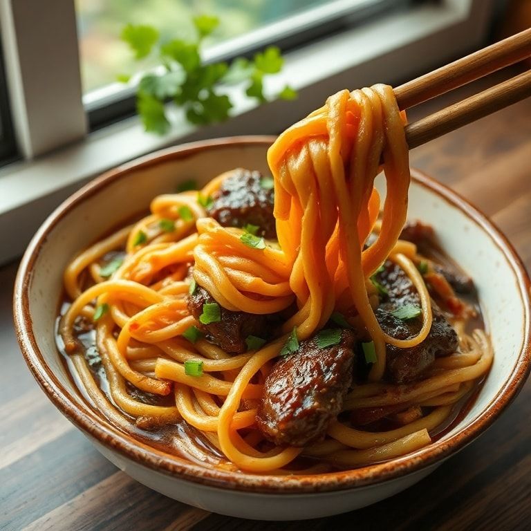 Korean Beef Noodles Slow Cooker Comfort – Easy Homemade Weeknight Meal finished