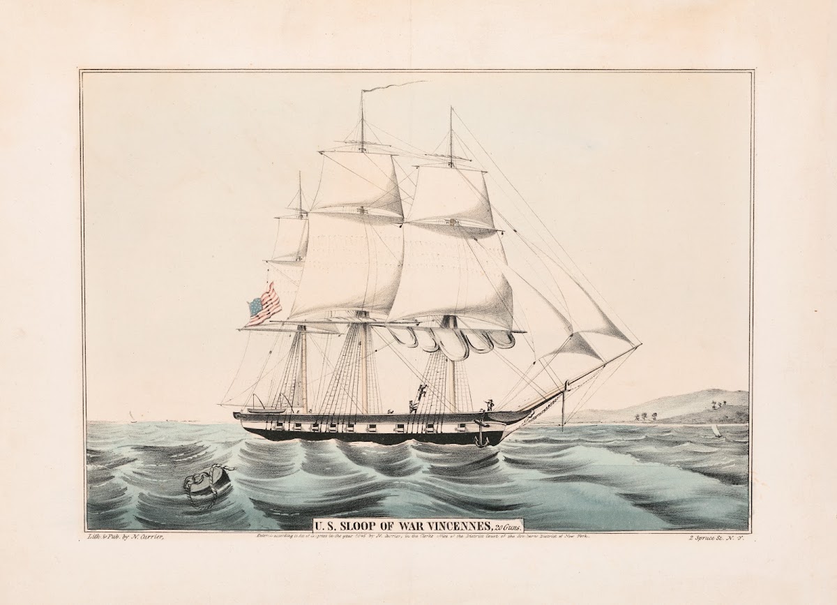 US sloop of war Vincennes 20 guns 1845