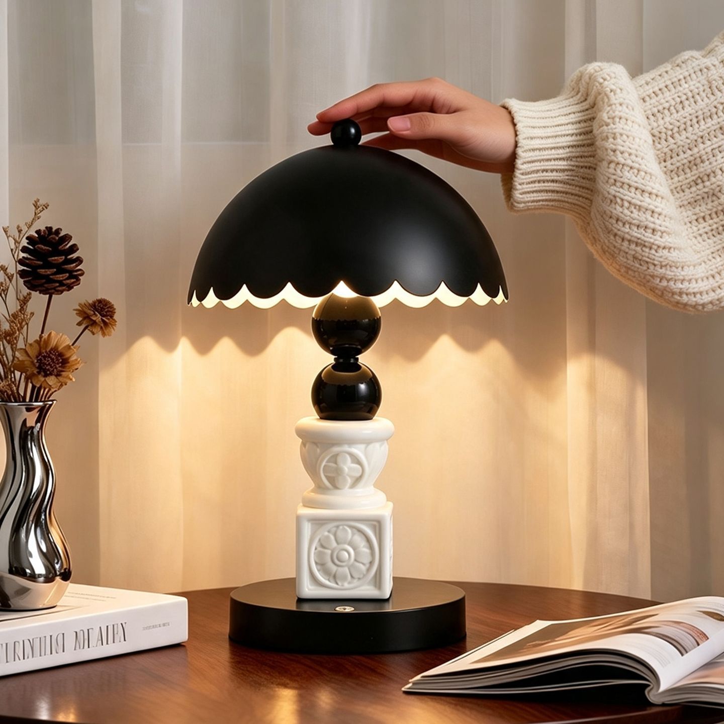 Art sculpture table lamp, Black, Model ZHTJ038