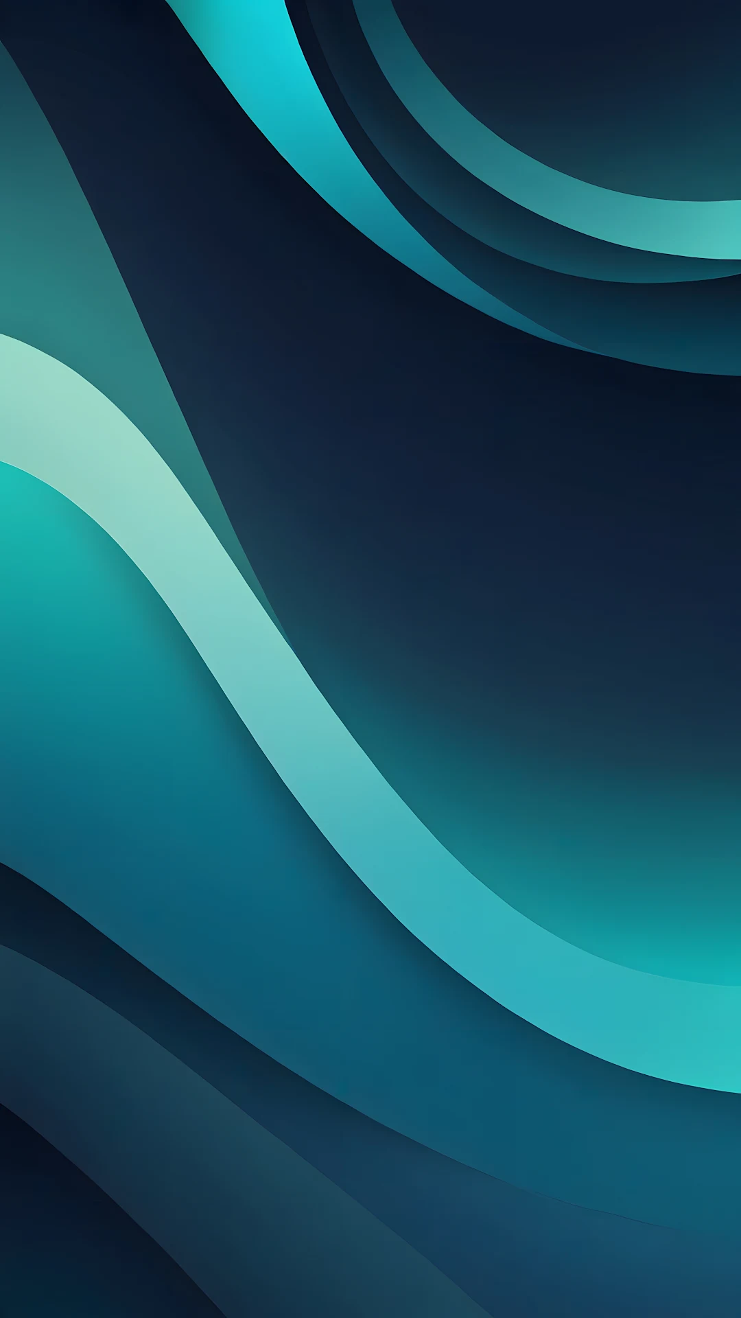 Abstract Teal and Navy Blue Layered Wave Design - Free 4K mobile Wallpaper