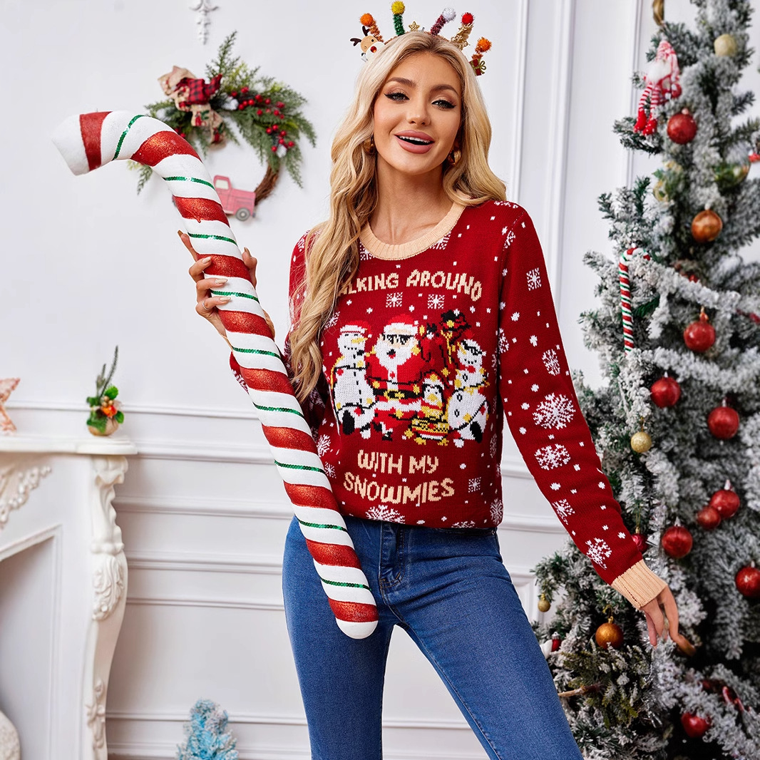 Women's Christmas Sweater with Snowflake Pattern