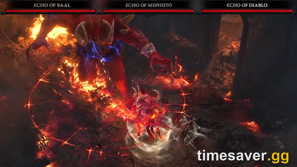 Echo of Baal, Echo of Mephisto and Echo of Diablo fought at once in the Echo of Tristram arena