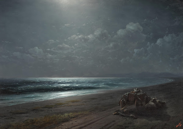 Rest by the Sea on a Moonlit Night 1880