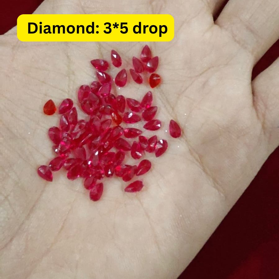 Rani Pink diamond size 3*5 Drop Size pack of 50