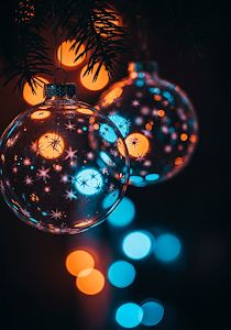 Sparkling Glass Christmas Baubles Bokeh