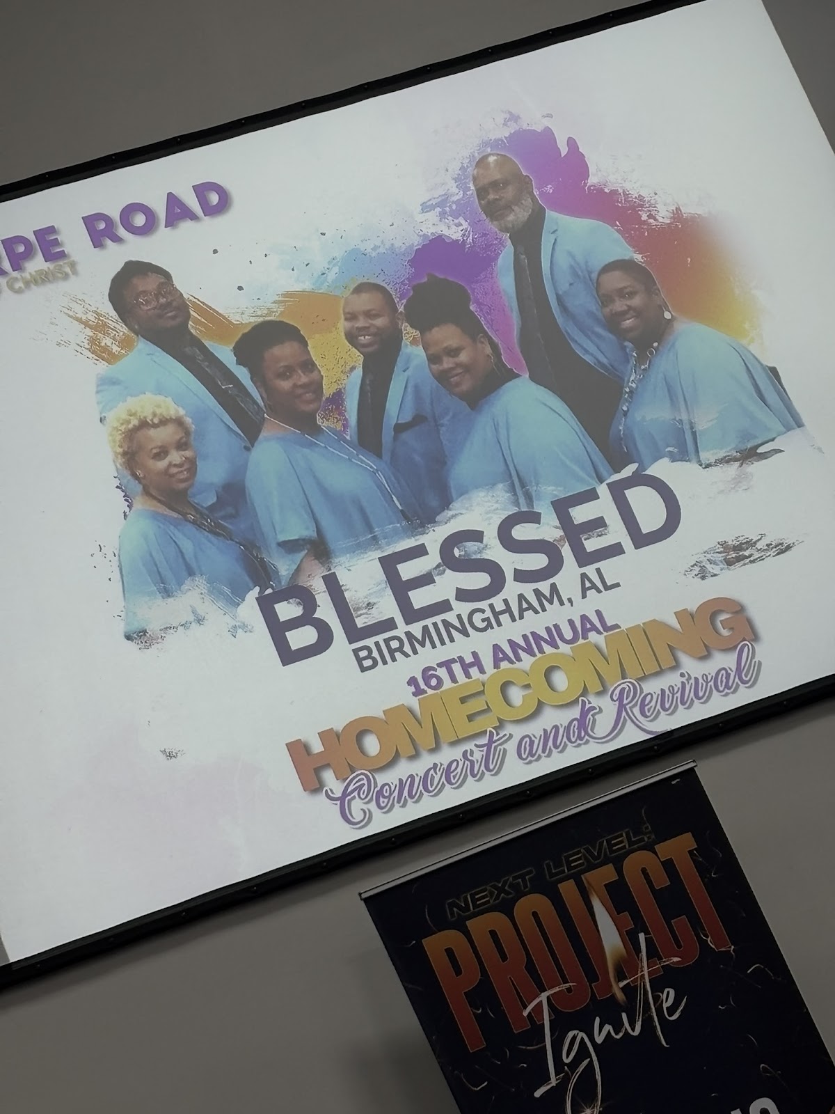BLESSED Birmingham AL 16th Annual Homecoming Concert and Revival event banner at Sharpe Road Church of Christ