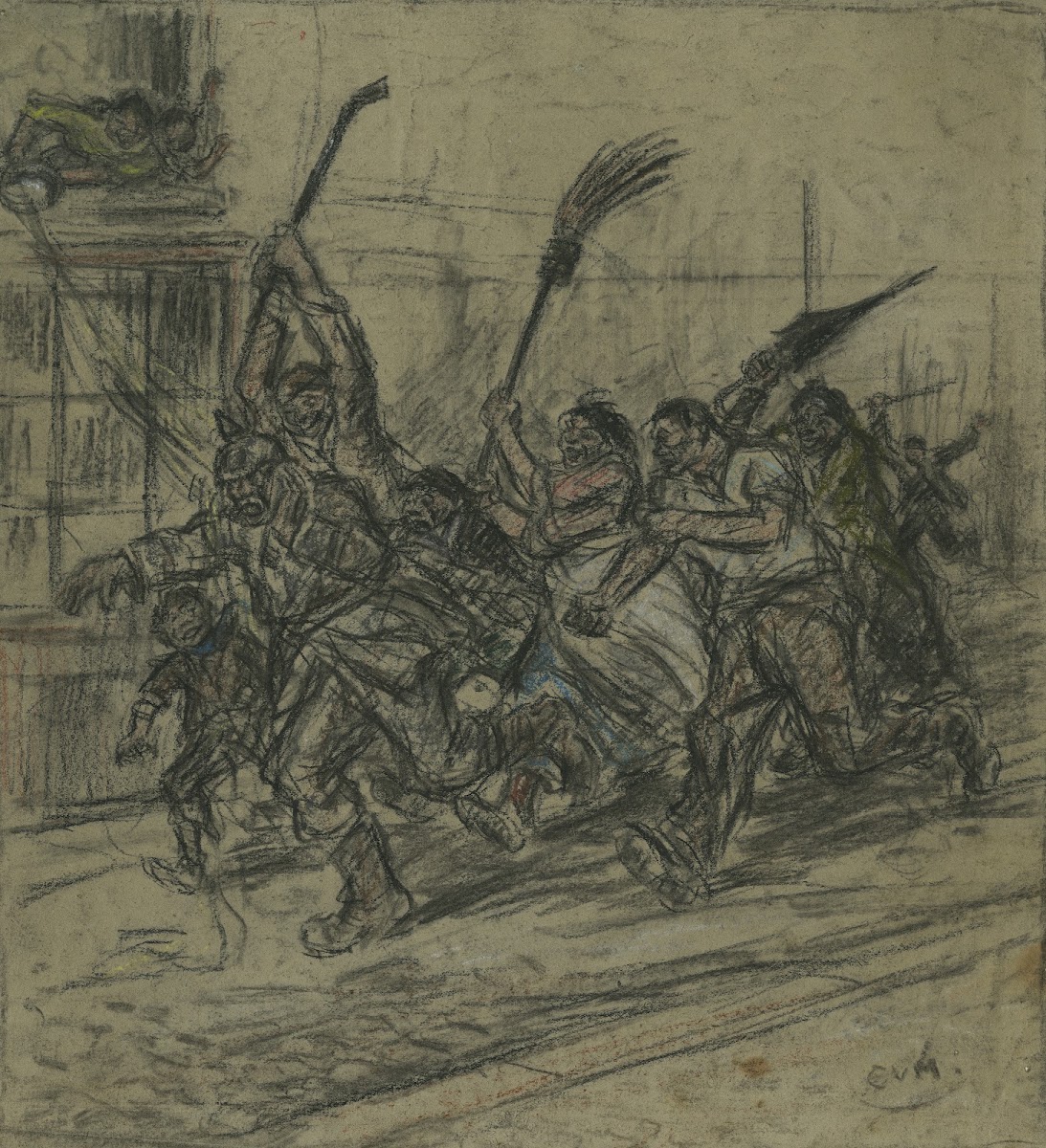 Achtervolging van een Duitse soldaat door woedende menigte 1918