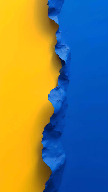 Vibrant Yellow and Blue Textured Rift Abstract Sculpture Art - Free mobile Wallpaper