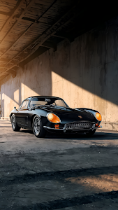 Vintage Black Sports Car Under Concrete Bridge Sunlight