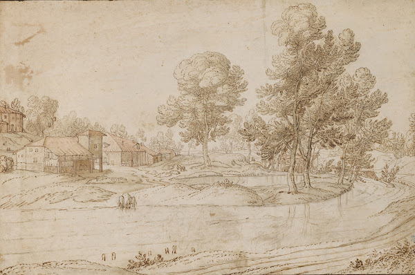 A Landscape with Houses on the Bank of a River