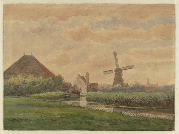Gezicht op molen de Liefhebber 1900