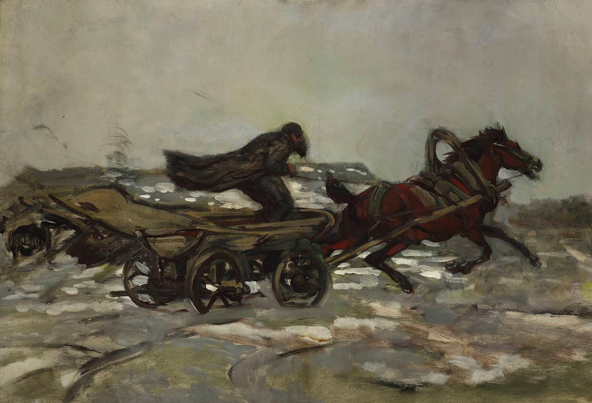 Rushing cart driven by a Jew circa 1882