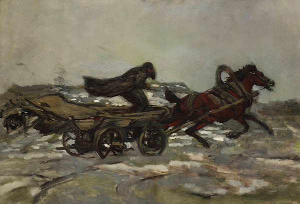 Rushing cart driven by a Jew circa 1882