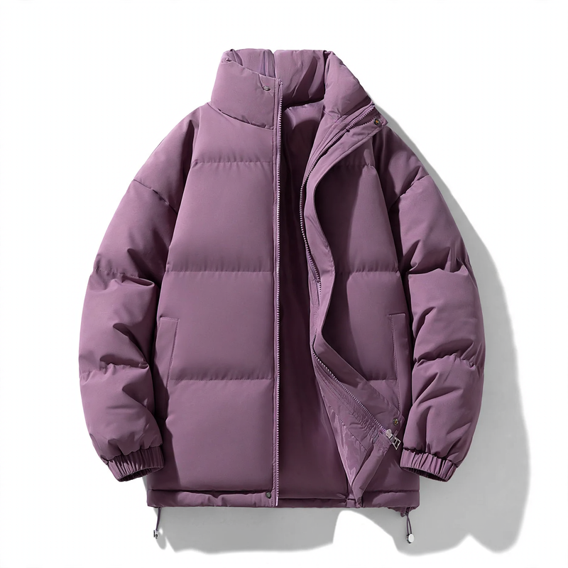 Unisex padded jacket, stand-up collar, lined, solid color