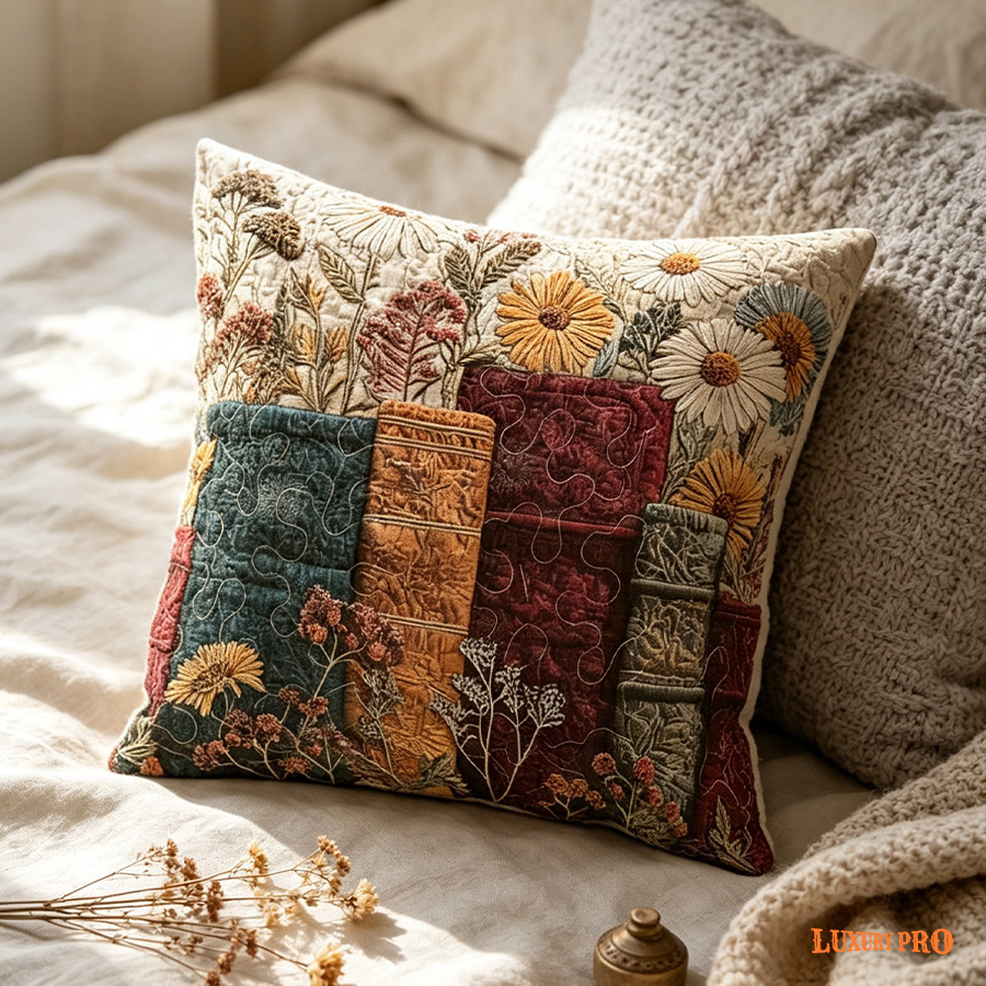 Free-stitched Quilted Pillow with Insert