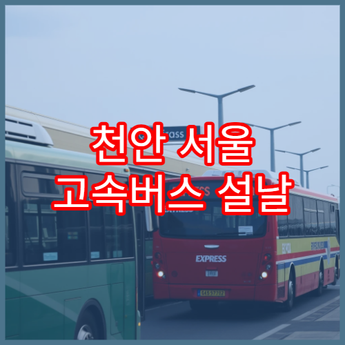 천안 서울 고속버스 설날 예매 일정 및 터미널별 시간표