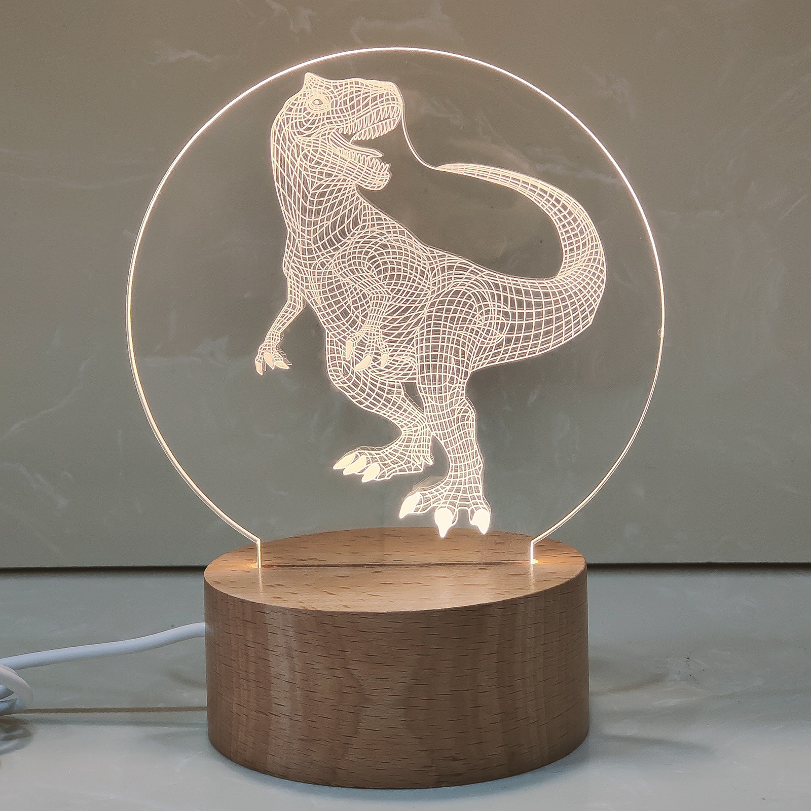 3D-Nachtlicht mit Acrylschirm, Holzsockel