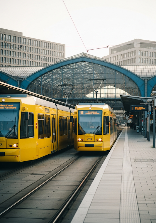 Trams at Friedrichstrasse Station