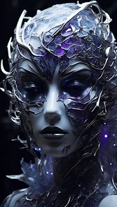 Ice Queen Portrait Crystalline Armor Dark Fantasy Art