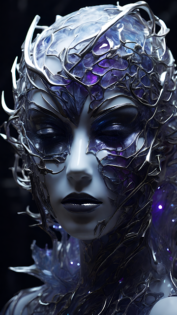Ice Queen Portrait Crystalline Armor Dark Fantasy Art - Free mobile Wallpaper