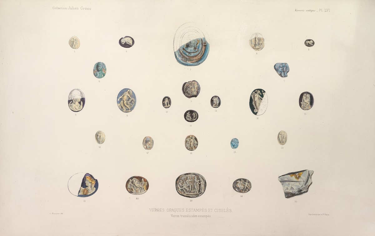 Collection Julien Greau Verrerie antique emaillerie et poterie appartenant a M J