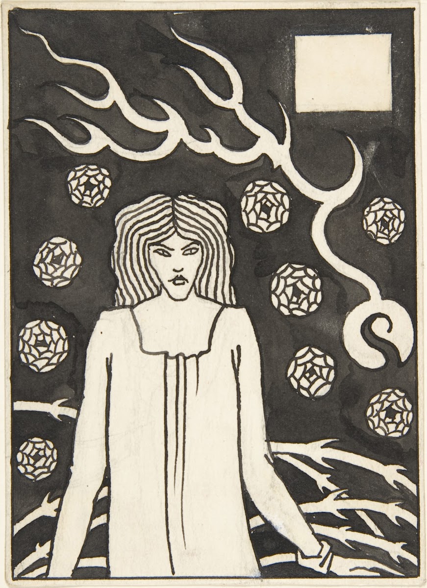 Young Woman Surrounded by Briars Lightning and Roses 1893