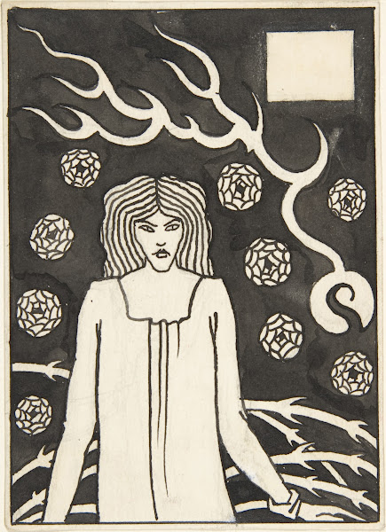 Young Woman Surrounded by Briars Lightning and Roses 1893