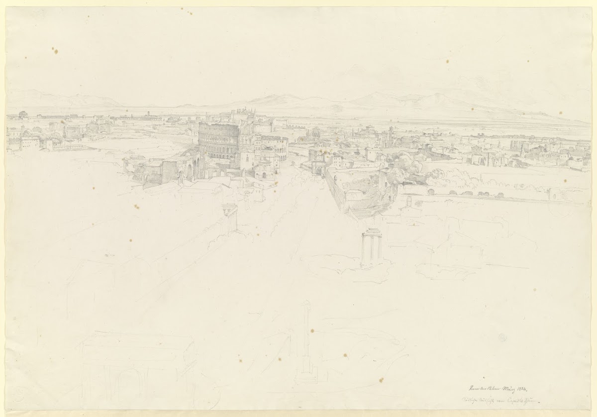 Rom Blick nach Süden über das Forum Romanum vom Turm des Kapitols 1824