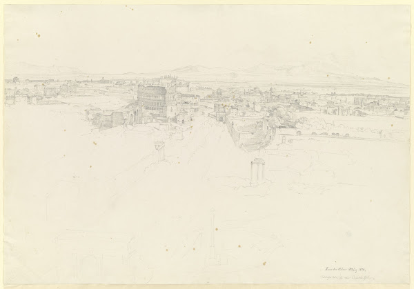 Rom Blick nach Süden über das Forum Romanum vom Turm des Kapitols 1824