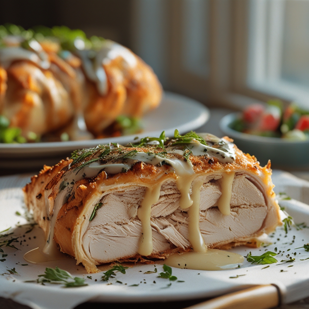 Irresistible Chicken Wellington with Dijon Cream Sauce Recipe – Easy Homemade Main Dish finished