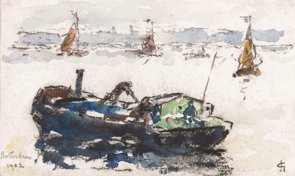 Gezicht op de Maas bij Rotterdam 1902
