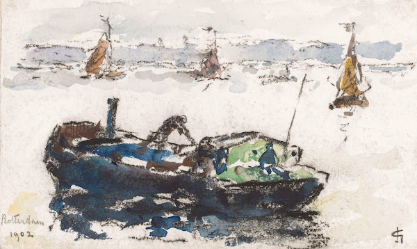 Gezicht op de Maas bij Rotterdam 1902