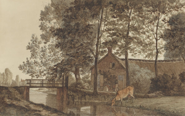Boerderij met drinkende koe aan de Biltstraat te Utrecht 1856   1858