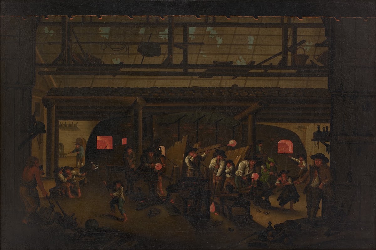 Interior Of A Glass Blowing Workshop In The Black Forest Before 1820