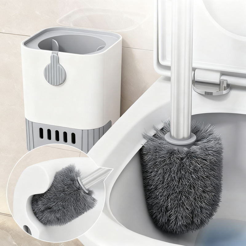 Toilettenbürste mit Halter und Ablage